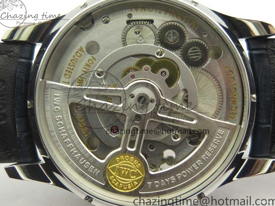 MIROTIME 0111 Cozy Portuguese Tourbillon IW5463 SS ZF Best Edition White Dial Blue Hands on Blue Leather Strap 7172